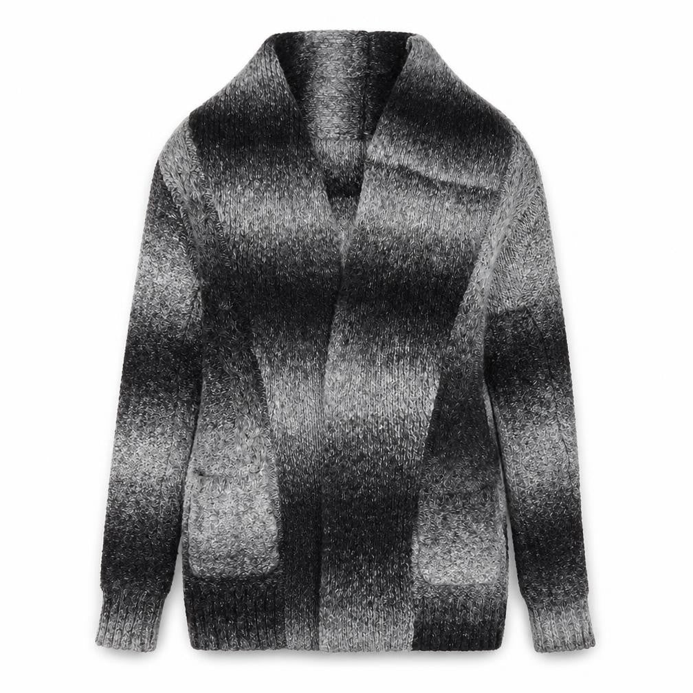 Front view of Inspire women’s grey cardigan jumper, size S