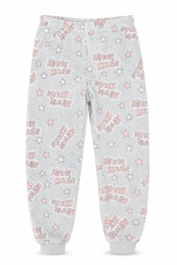 Front view of Primark girls’ grey pyjama pants, size 6-7, years - minnie mouse