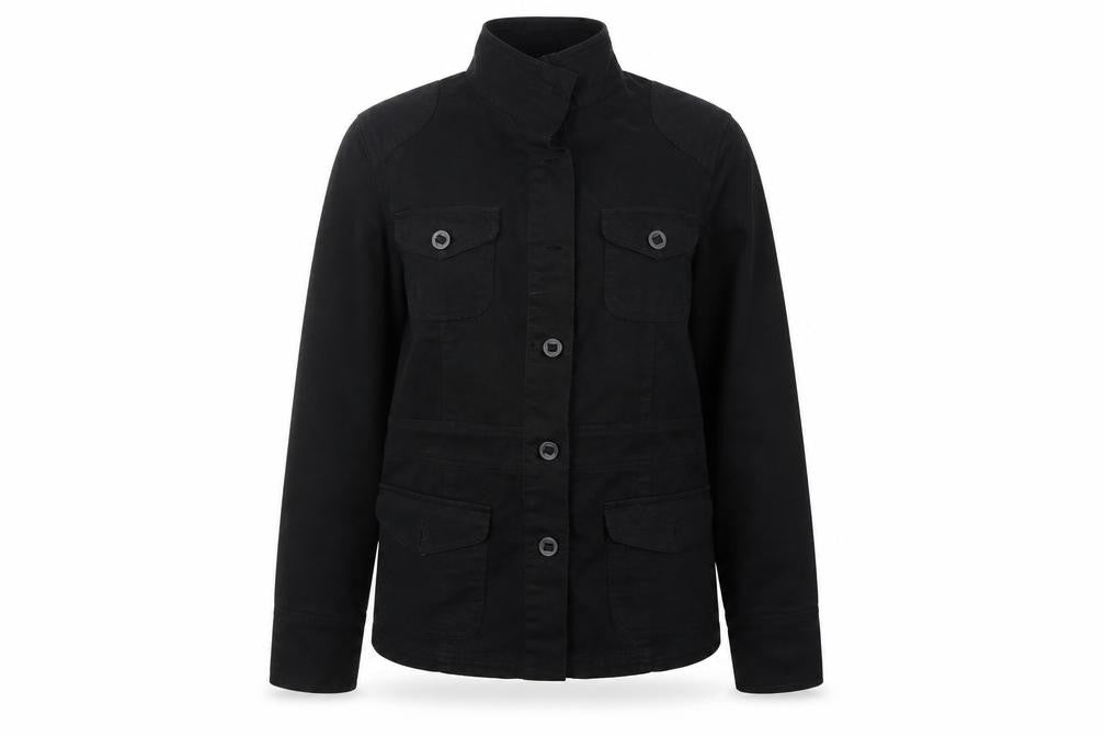 Front view of Casual Basix women’s black basic button-up, size UK 12