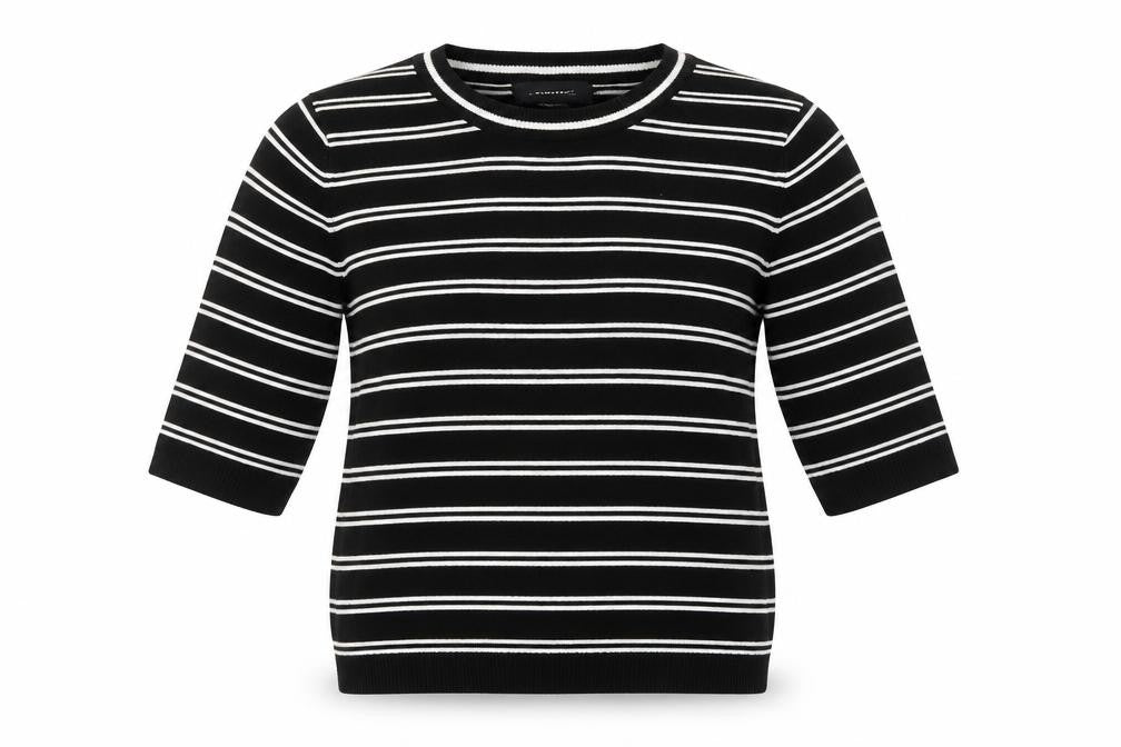 Front view of Atmosphere women’s multicoloured striped jumper, size UK 10