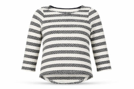 Front view of Tu women’s multicoloured striped jumper, size UK 12