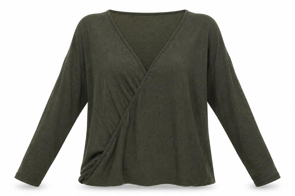 Front view of New Look women’s brown jumper, size UK 10, - wrap