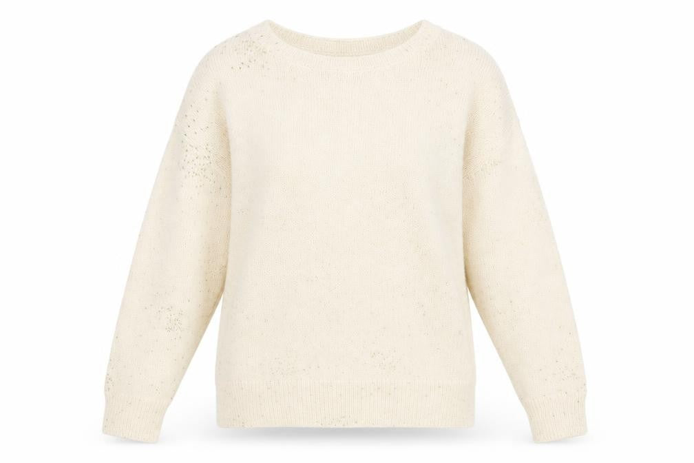 Monsoon Womens Ivory Polka Dot Knit Pullover Jumper Size M