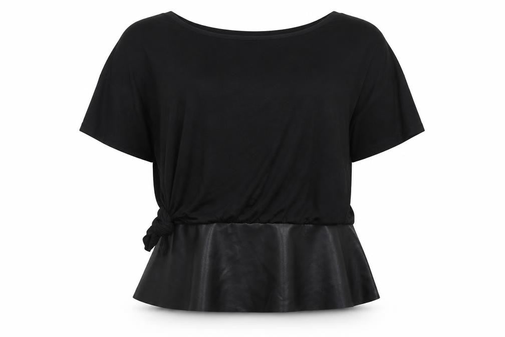 Front view of HEINE women’s black t-shirt, size UK 16