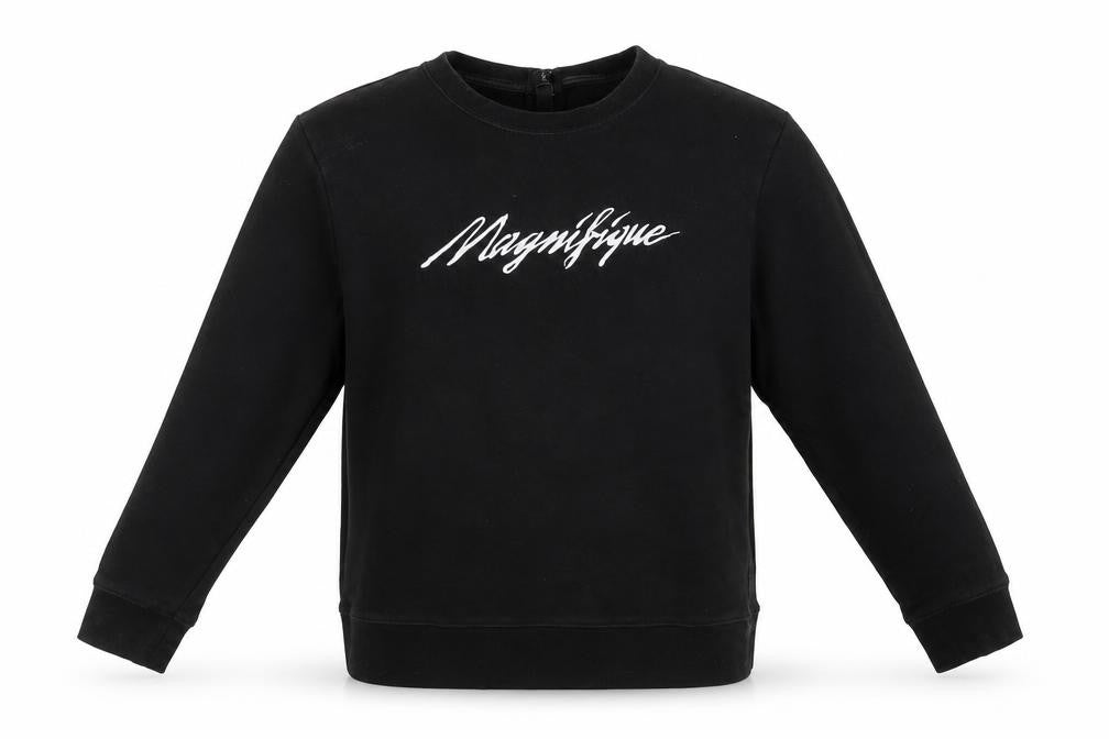 Front view of H&M boys’ black pullover sweatshirt, size S