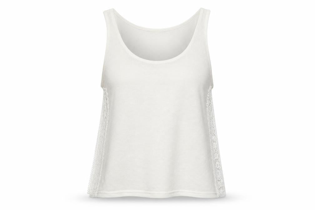 Front view of H&M women’s white basic tank, size M