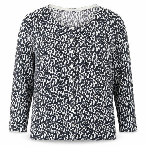 Preworn Womens Black Geometric Knit Cardigan Jumper Size L  - Spotted Pattern