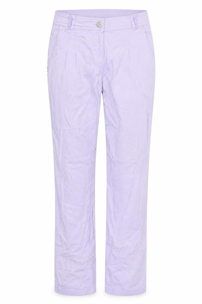 Front view of New Look women’s purple trousers, size UK 8, 30-inch leg