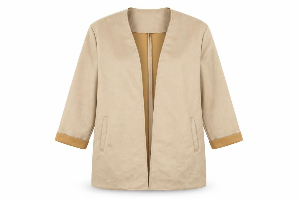 Front view of Primark women’s beige jacket, size UK 10
