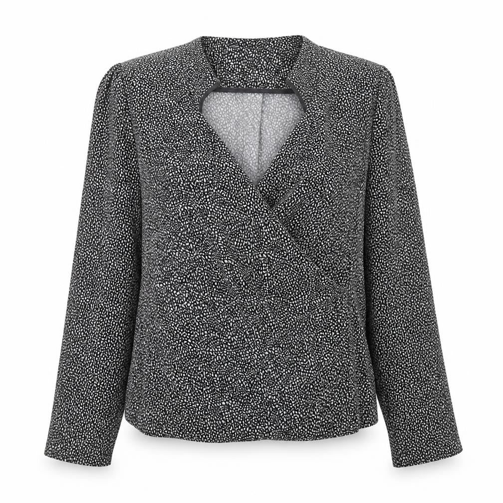 Front view of BHS women’s black geometric jacket, size UK 16