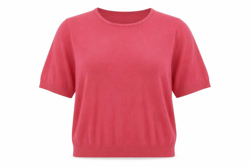 Front view of Marks & Spencer women’s pink knit jumper, size UK 16