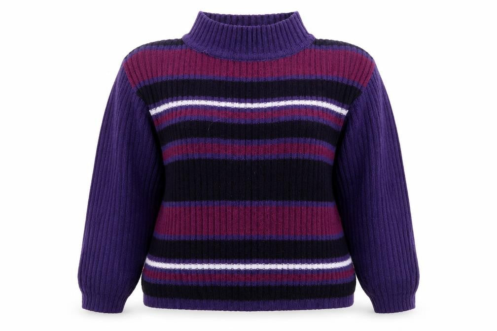 Front view of Classics Essentials women’s purple striped jumper one size
