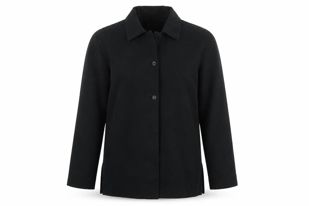 Front view of Liz Claiborne women’s black rayon jacket blazer, size S