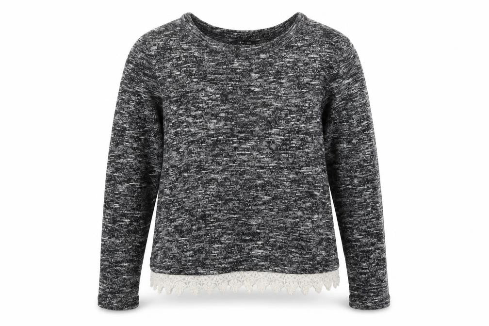 Front view of New Look girls’ black pullover sweatshirt, size 12-13, years