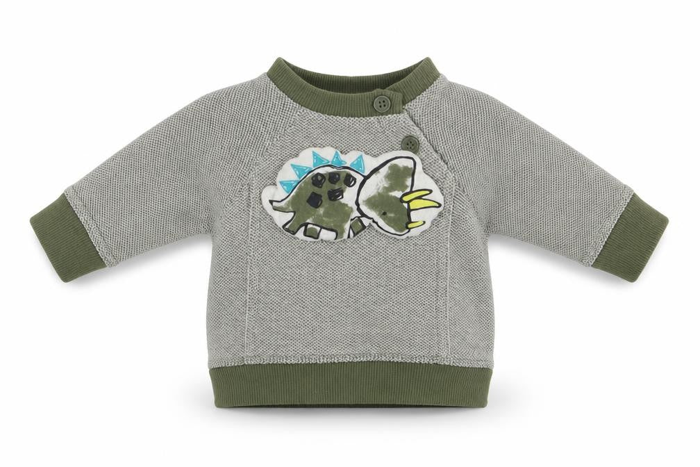Front view of Nutmeg Baby Green jumper, size 0-3, Months
