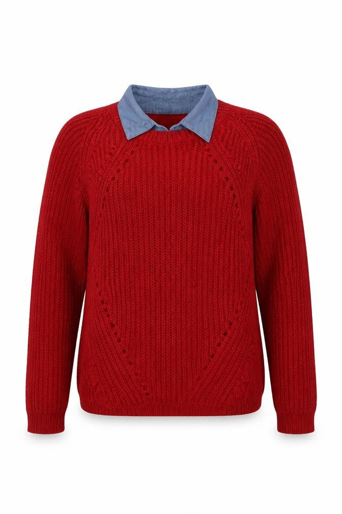 Front view of Next women’s red knit jumper, size UK 12