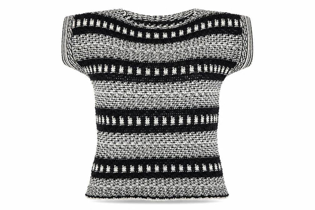 Front view of F&F women’s black striped knit jumper, size UK 14