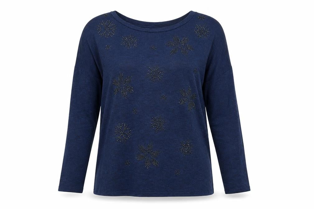 Front view of Tu women’s blue knit jumper, size UK 10