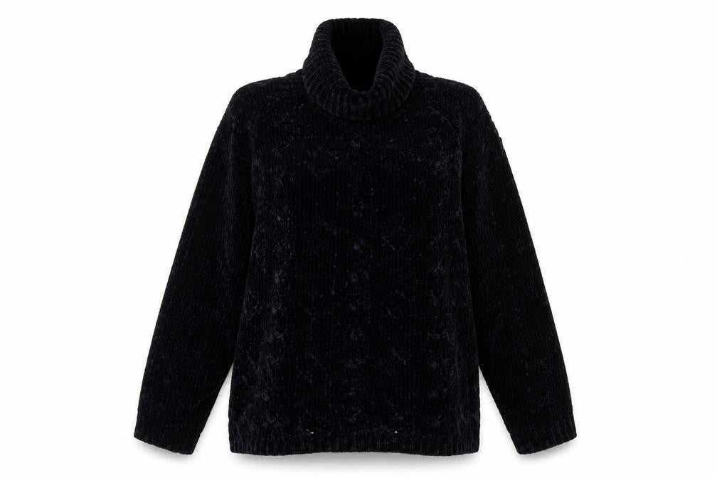Front view of Design Essentials women’s black knit jumper, size S