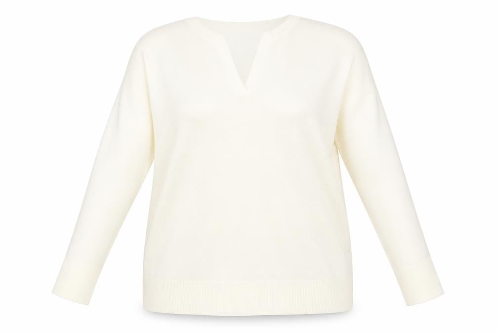 Front view of Marks & Spencer women’s white knit jumper, size UK 20