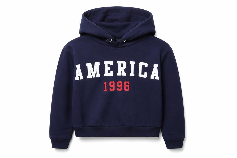 Front view of New Look girls’ blue pullover hoodie, size 12, years