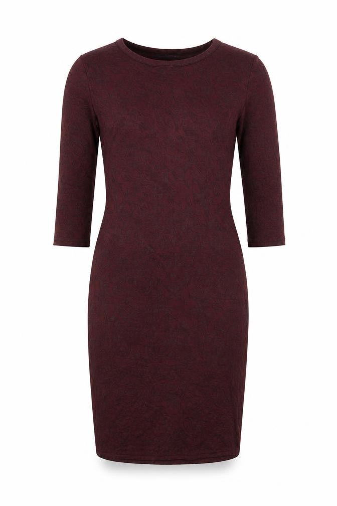 Front view of Atmosphere women’s purple floral bodycon, size UK 10