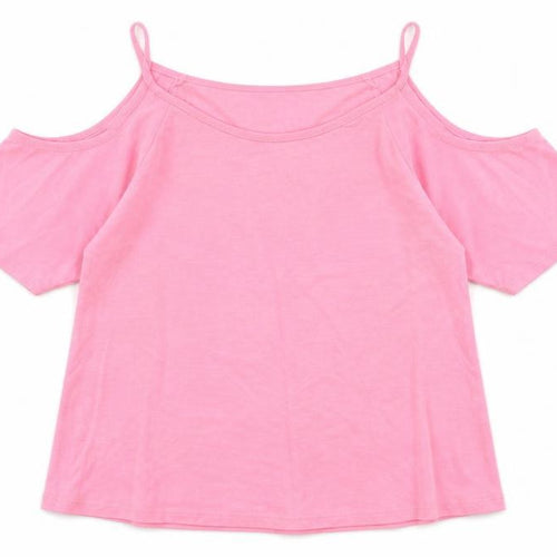 915 Generation Girls Pink   Basic T-Shirt Size 10-11 Years  - Cold shoulder