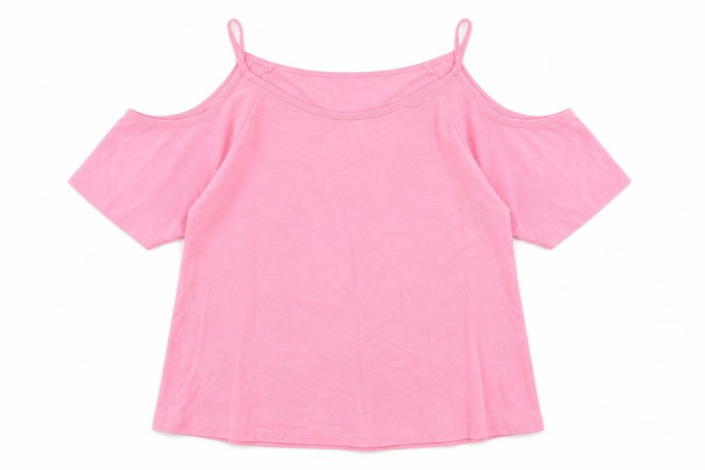915 Generation Girls Pink   Basic T-Shirt Size 10-11 Years  - Cold shoulder