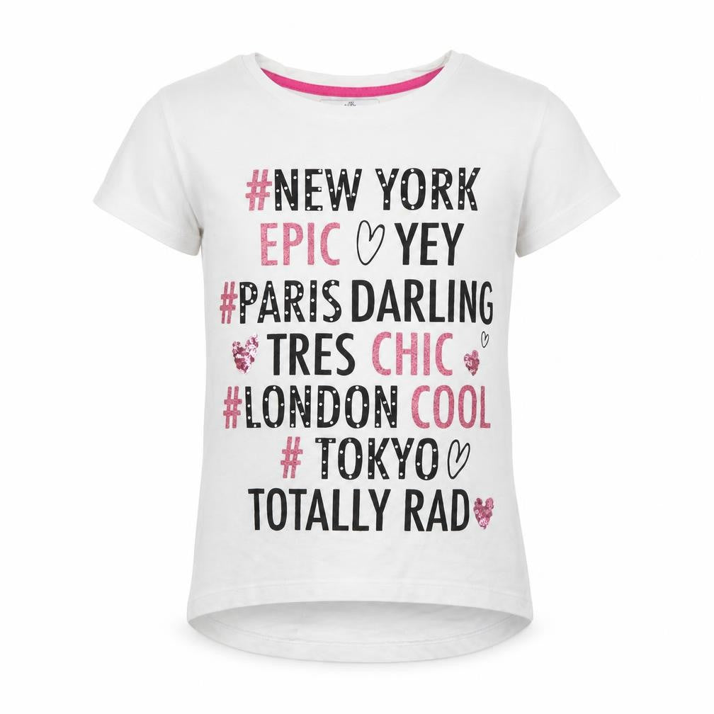 Front view of Marks & Spencer girls’ white basic t-shirt, size 8-9, years