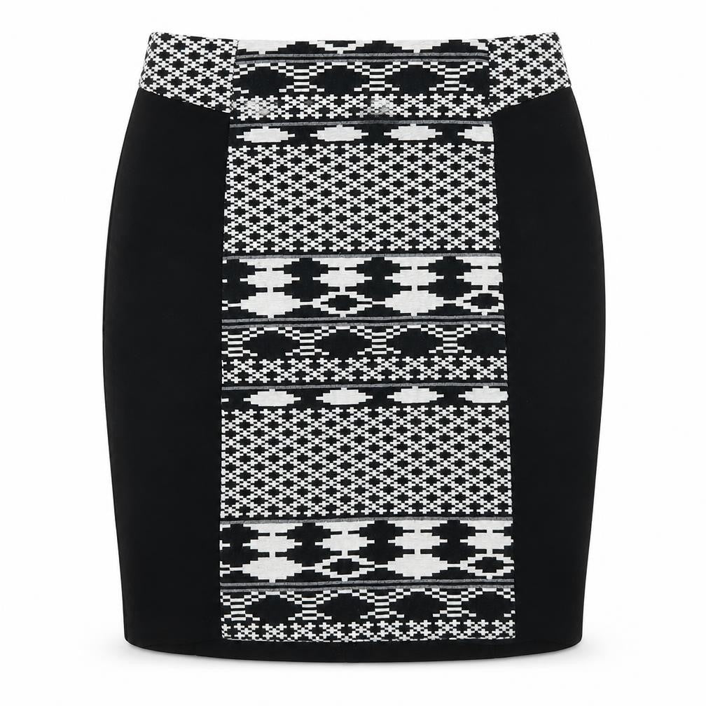 F&F Womens Black Geometric  Straight & Pencil Skirt Size 6