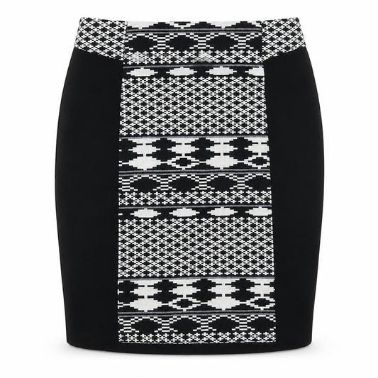 Front view of F&F women’s black geometric straight & pencil skirt, size UK 6