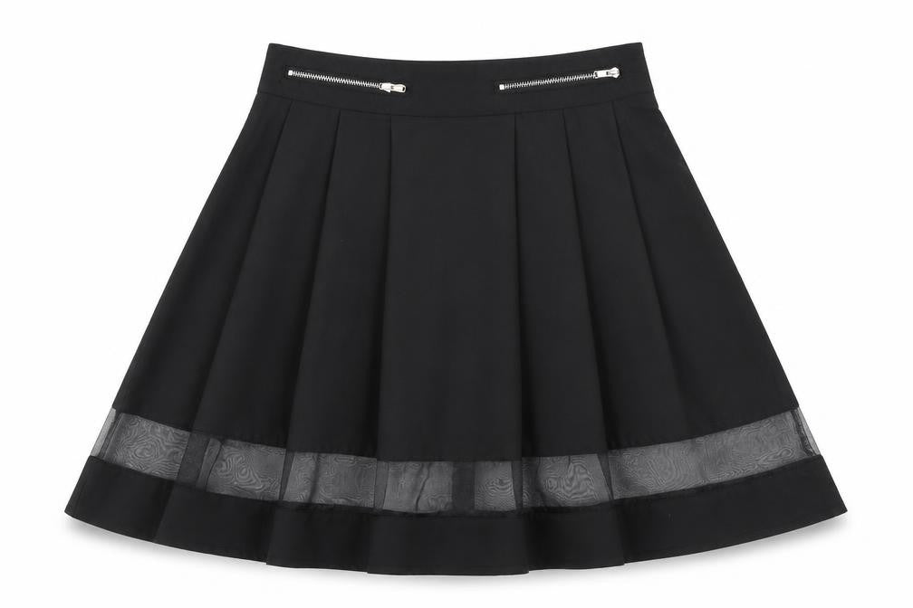 Front view of The Style women’s black pleated skirt, size XS