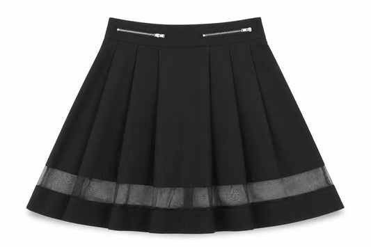 Front view of The Style women’s black pleated skirt, size XS