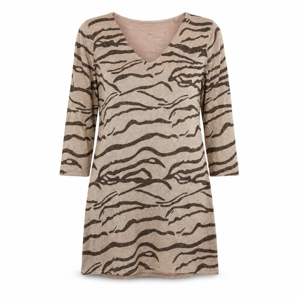 Front view of sky designs women’s multicoloured animal print fit & flare, size S