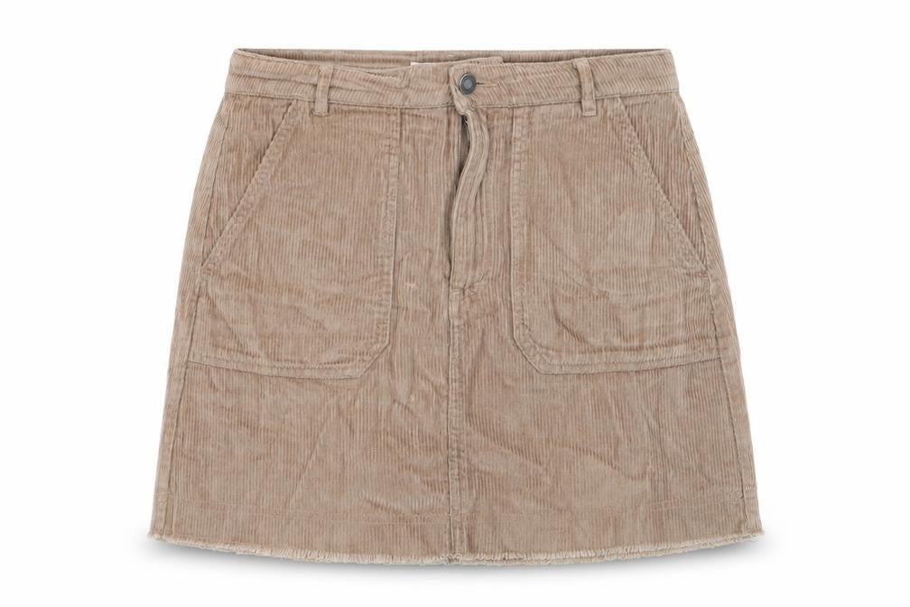 Front view of Stradivarius women’s brown flare skirt, size UK 12
