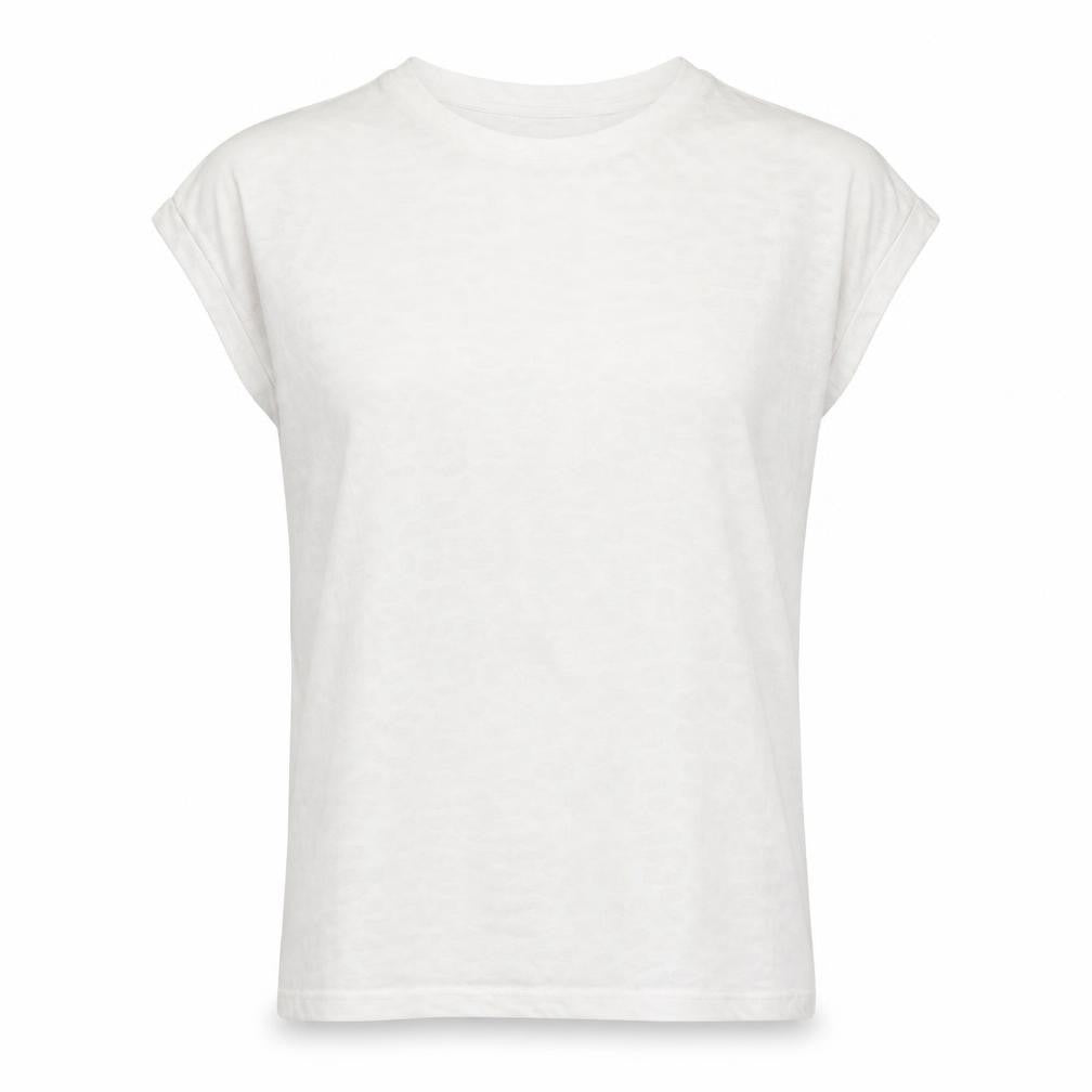 Front view of jd williams women’s white animal print basic t-shirt, size UK 12