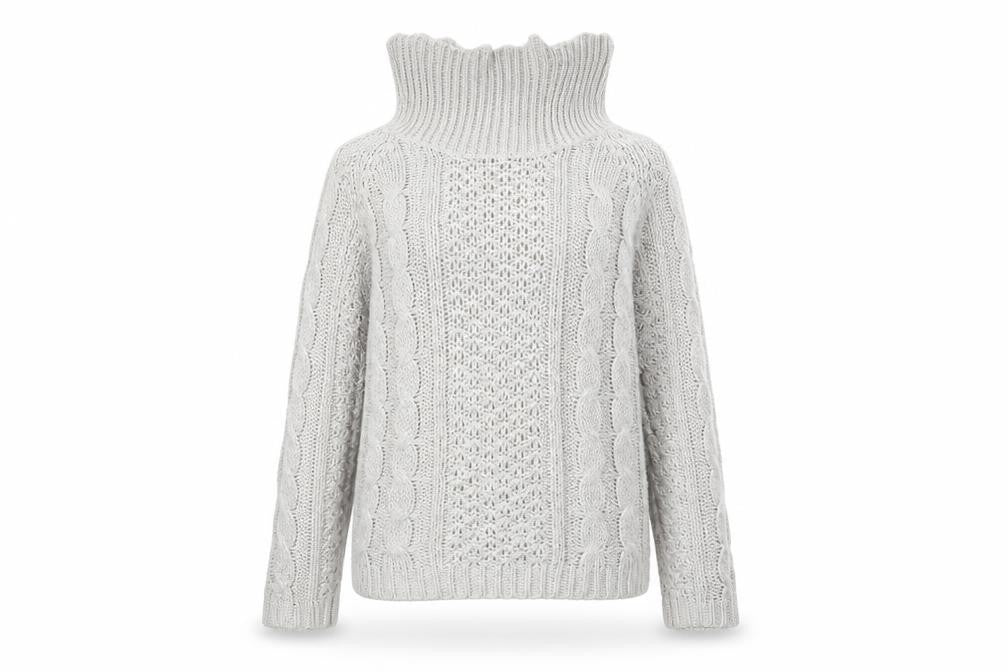 Front view of Cotton Traders women’s grey jumper, size UK 12