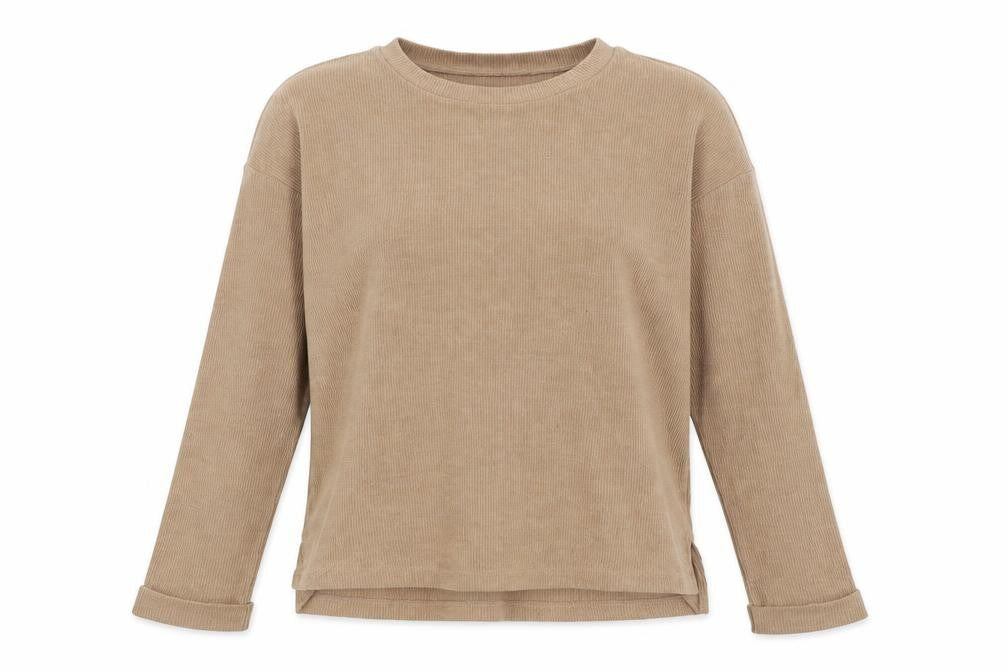 Front view of Primark women’s brown jersey pullover sweatshirt, size UK 10