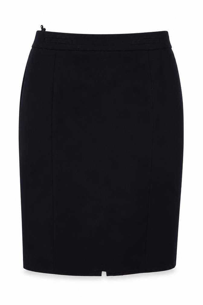 Front view of Marks & Spencer women’s blue peasant skirt, size UK 12