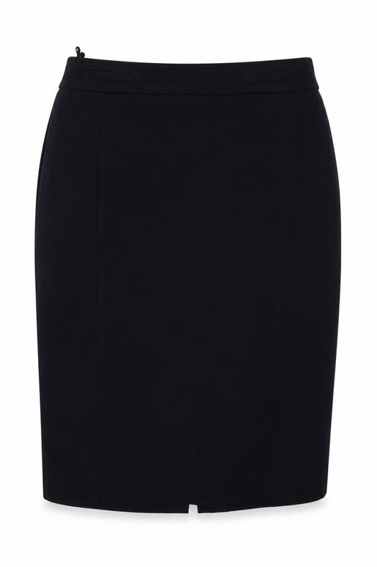Front view of Marks & Spencer women’s blue peasant skirt, size UK 12