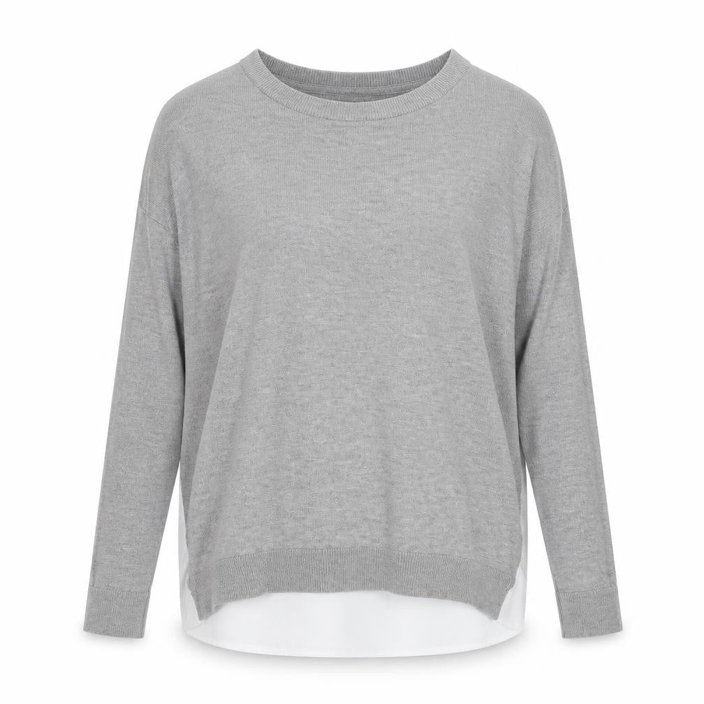 Front view of Topshop women’s grey knit jumper, size UK 8