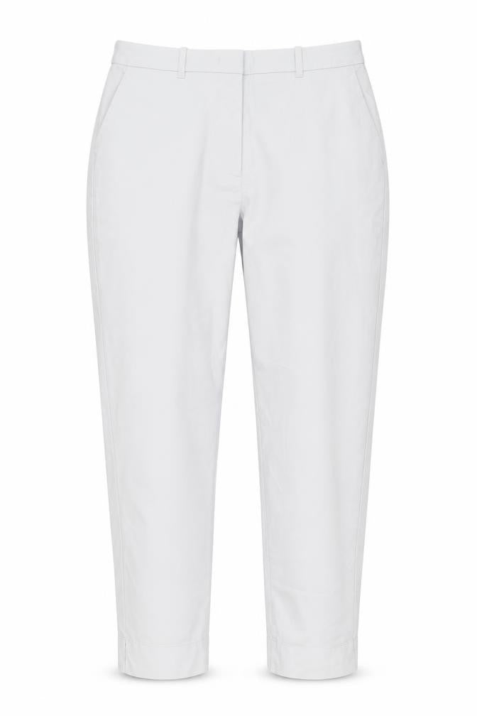 Front view of Marks & Spencer women’s grey trousers, size UK 12, 27-inch leg