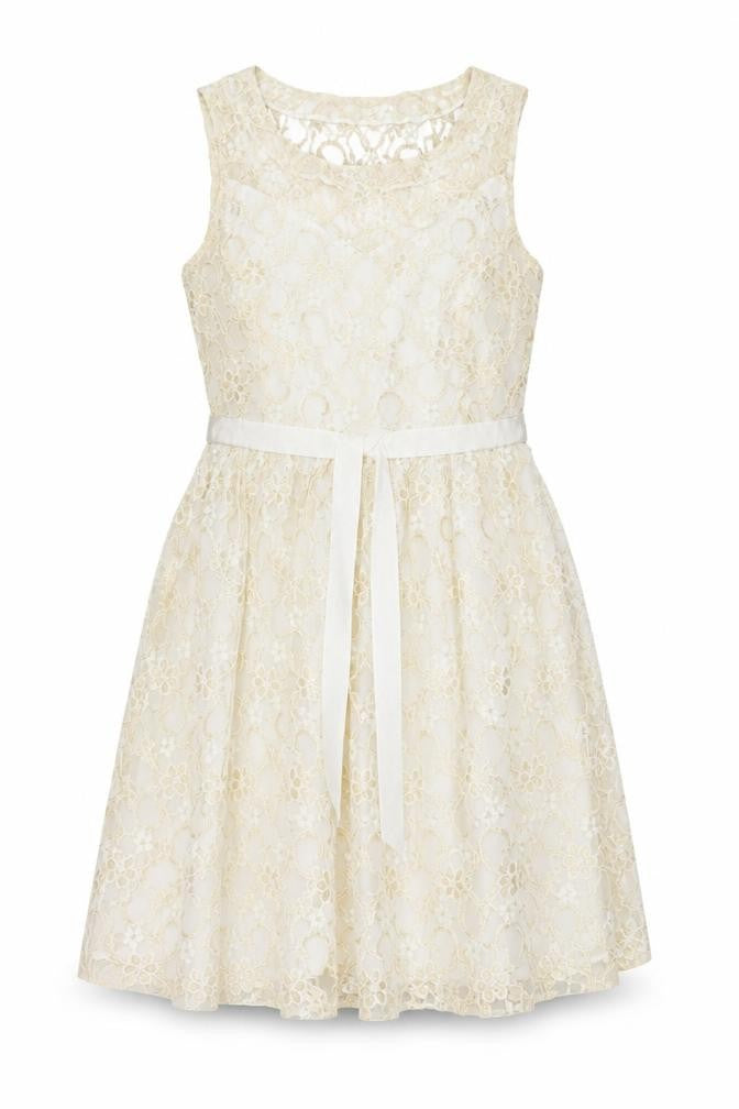 Be Beau Womens Gold Floral  Fit & Flare  Size 8
