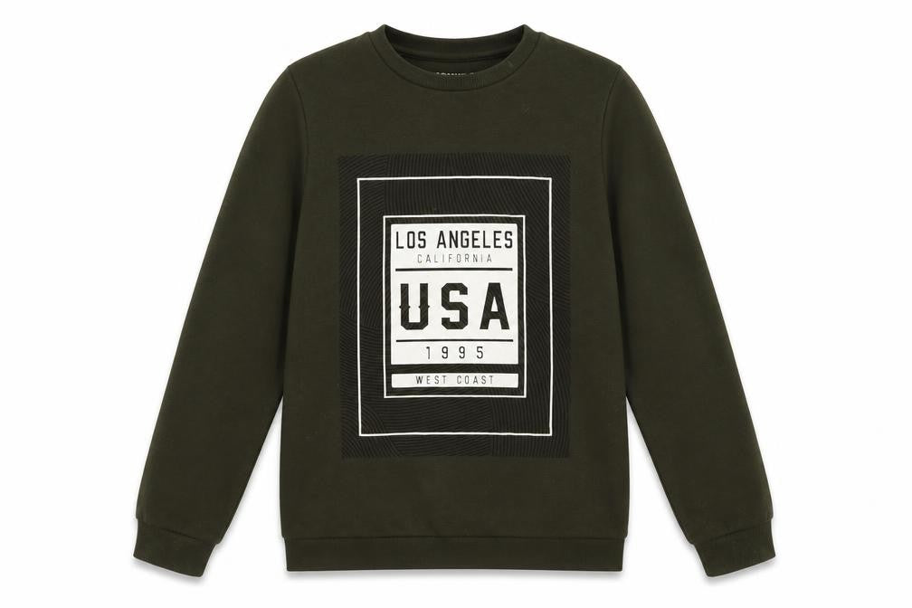 Front view of Primark girls’ green pullover sweatshirt, size 14, years