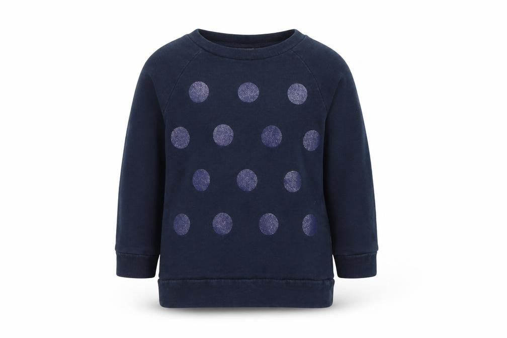 Front view of Carter's boys’ blue polka dot pullover sweatshirt, size 3, years