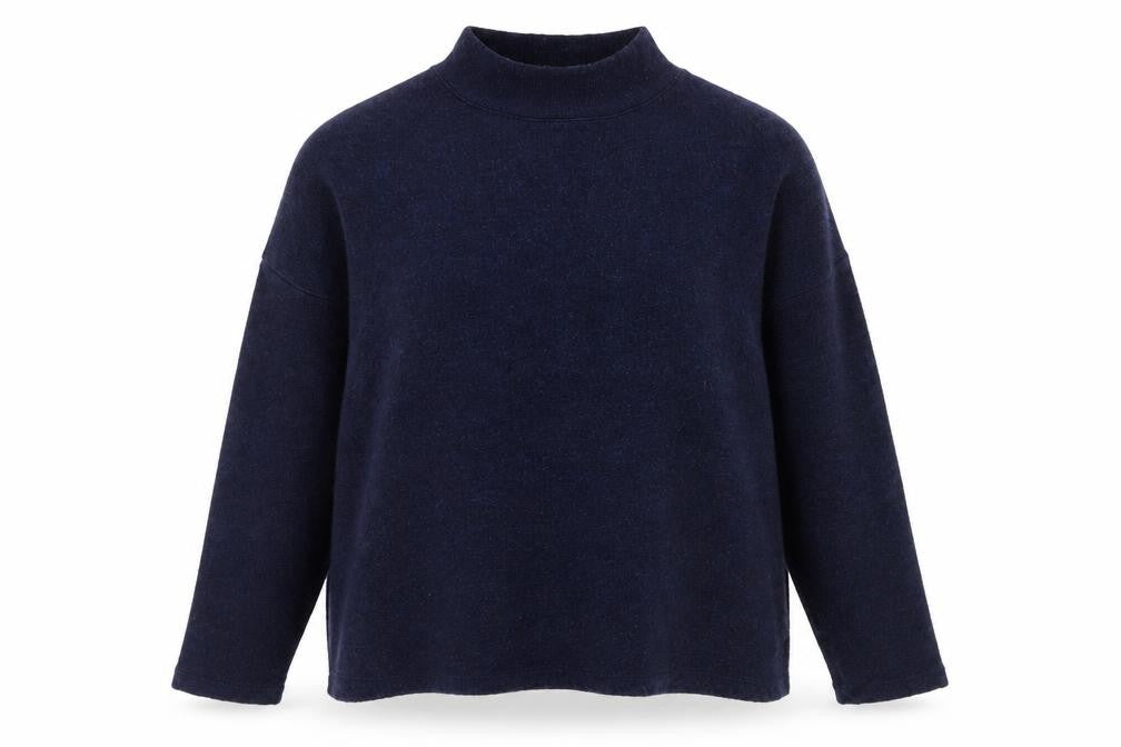 Front view of H&M women’s blue knit jumper, size XS
