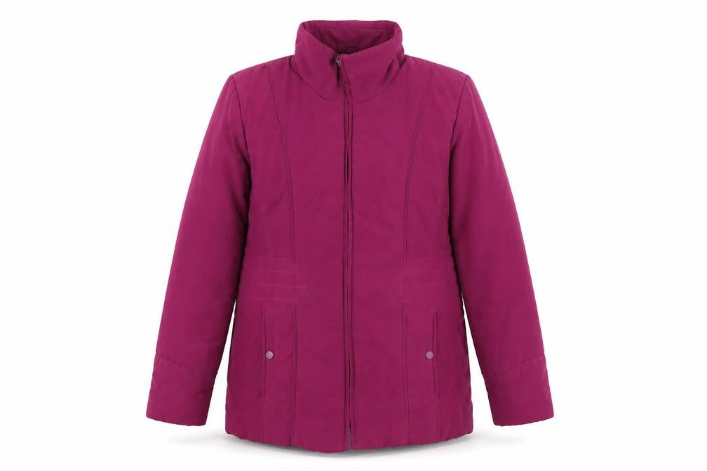 Front view of Klass women’s pink overcoat coat, size M