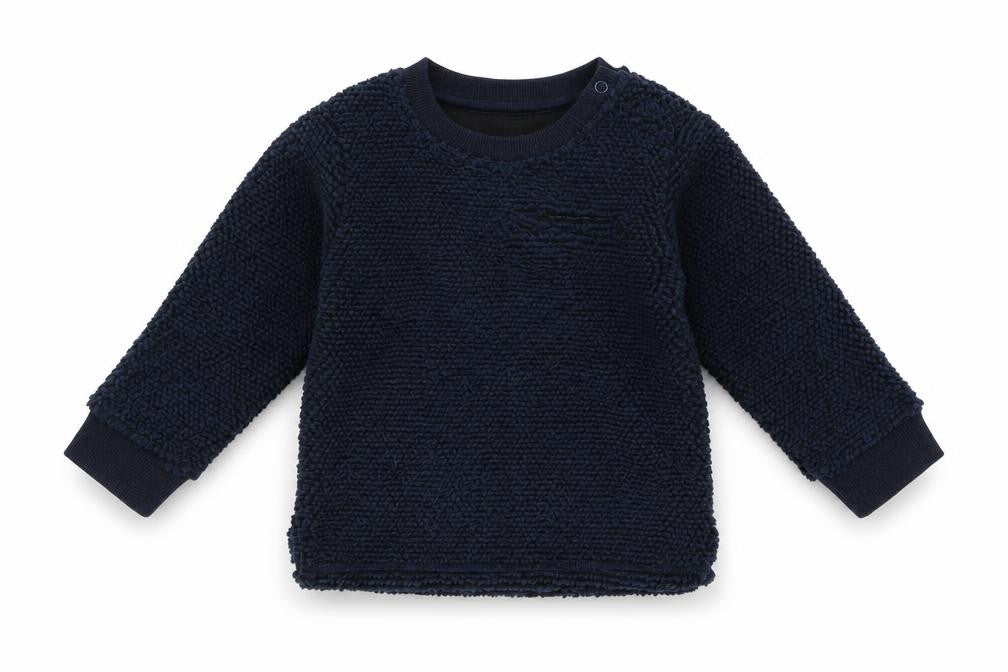 Front view of Marks & Spencer Baby Blue Fleece jumper, size 12-18, Months