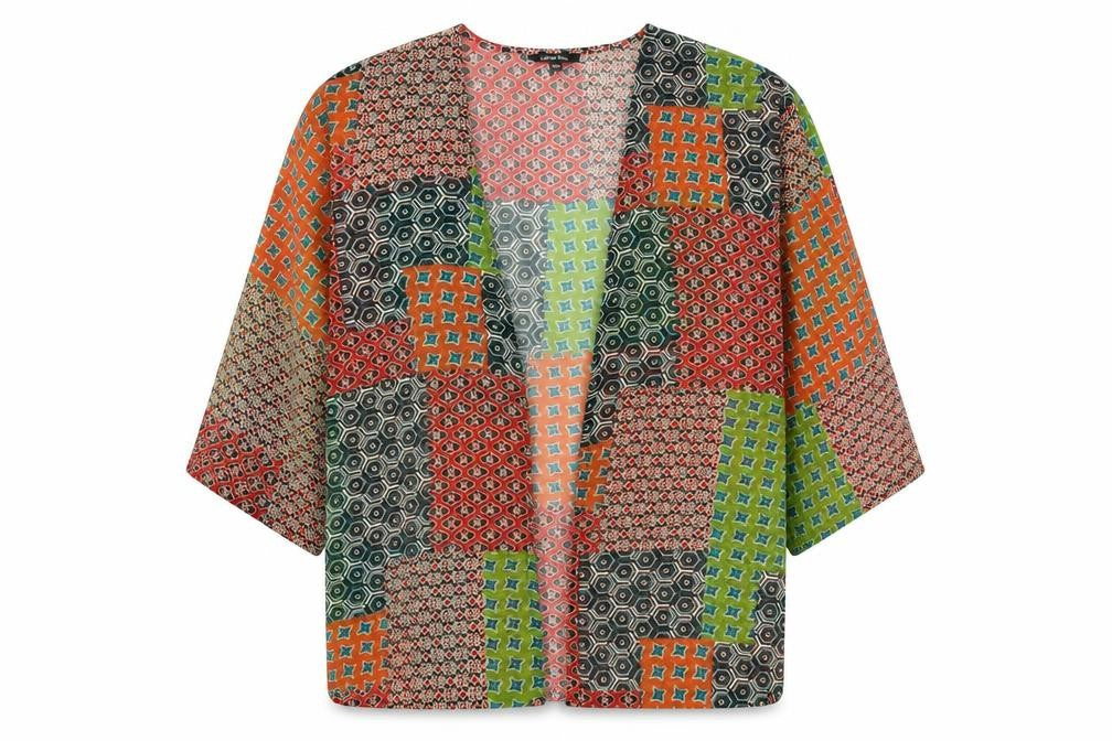Label Be Womens Red Geometric  Cardigan Jumper Size 14