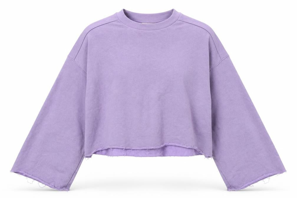 Front view of H&M women’s purple jumper, size UK 12